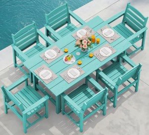 7-Piece Outdoor Patio Dining Set with Umbrella Hole