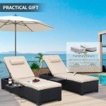 WAROOM Adjustable Wicker Chaise Lounge Chairs Set