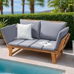 Greesum Convertible Patio Couch Sofa Bed in Gray