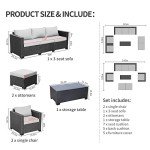 6-Piece Rattan Patio Wicker Furniture Set with Cushions