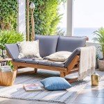 Greesum Convertible Patio Couch Sofa Bed in Gray