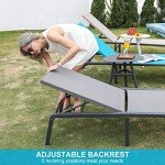 ULAND Adjustable Aluminum Chaise Lounge Set of 2