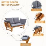 Greesum Convertible Patio Couch Sofa Bed in Gray