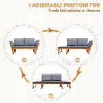 Greesum Convertible Patio Couch Sofa Bed in Gray