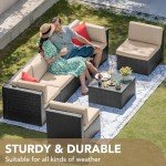 Devoko 7-Piece Outdoor Wicker Sectional Sofa Set