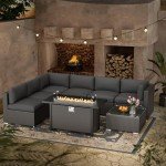 8-Piece Outdoor Patio Sofa Set with Fire Pit