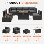 8-Piece Outdoor Patio Sofa Set with Fire Pit