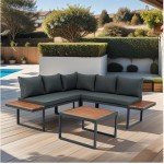 EOVTK 4-Piece L-Shaped Patio Conversation Set