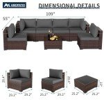 7-Piece Rattan Sectional Sofa Set with Table