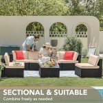 Devoko 7-Piece Outdoor Wicker Sectional Sofa Set