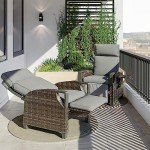 Gray Wicker Reclining Chair Set with Cushions