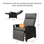 Gray Wicker Reclining Chair Set with Cushions