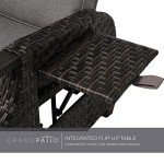 Gray Wicker Reclining Chair Set with Cushions