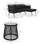 Rope Woven L-Shaped Patio Sectional Sofa Set