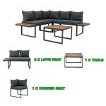 EOVTK 4-Piece L-Shaped Patio Conversation Set