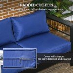 Modern Navy Blue 3-Seater Patio Sofa with Cushions