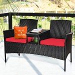 Tangkula Modern Wicker Patio Conversation Set
