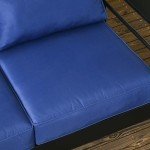 Modern Navy Blue 3-Seater Patio Sofa with Cushions