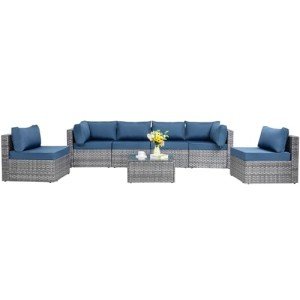 Stylish 7-Piece Outdoor Patio Sectional Sofa Set