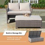 2-Piece Wicker Patio Love Seat & Coffee Table Set