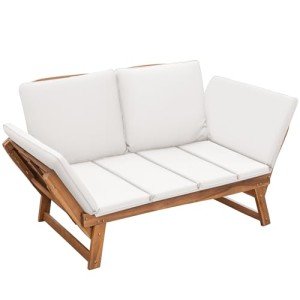 Devoko Adjustable Acacia Wood Outdoor Couch
