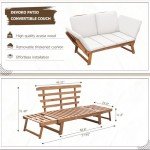 Devoko Adjustable Acacia Wood Outdoor Couch