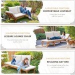 Devoko Adjustable Acacia Wood Outdoor Couch
