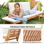 Devoko Adjustable Acacia Wood Outdoor Couch