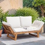 Devoko Adjustable Acacia Wood Outdoor Couch