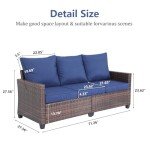 Tarkari Weatherproof 3-Seat Patio Couch with Cushions