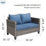 Denim Blue All-Weather Patio Wicker Loveseat