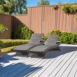 79'' Wicker Reclining Chaise Lounge Chair Set