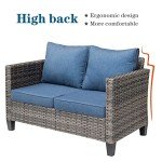 Denim Blue All-Weather Patio Wicker Loveseat