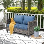 Denim Blue All-Weather Patio Wicker Loveseat