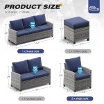 6-Piece Outdoor Wicker Patio Conversation Set
