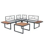 EOVTK 4-Piece L-Shaped Patio Conversation Set