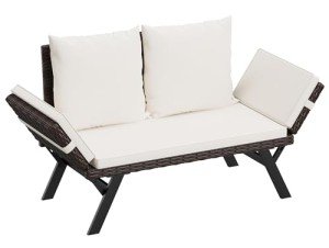 Flamaker Outdoor Convertible Rattan Sofa Lounger