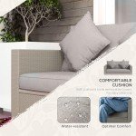Gray Wicker Loveseat with Cushions for Outdoors
