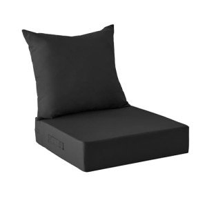 Black Waterproof Outdoor Chair Cushion Set 24x24
