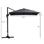 8x8FT Adjustable Cantilever Patio Umbrella - Dark Gray