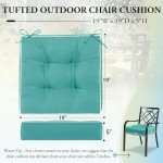 Teal Tufted Waterproof Outdoor Chair Cushions - 2 Pack
