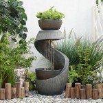 Modern Waterfall Fountain with Bowl Planter