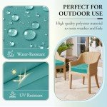 Teal Tufted Waterproof Outdoor Chair Cushions - 2 Pack