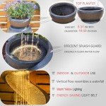 Modern Waterfall Fountain with Bowl Planter