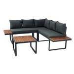 EOVTK 4-Piece L-Shaped Patio Conversation Set