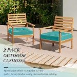Teal Tufted Waterproof Outdoor Chair Cushions - 2 Pack