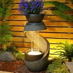 Modern Waterfall Fountain with Bowl Planter