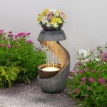 Modern Waterfall Fountain with Bowl Planter