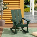 Dark Green Adirondack Rocking Chair for Outdoors