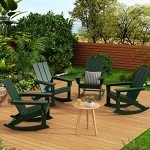 Dark Green Adirondack Rocking Chair for Outdoors